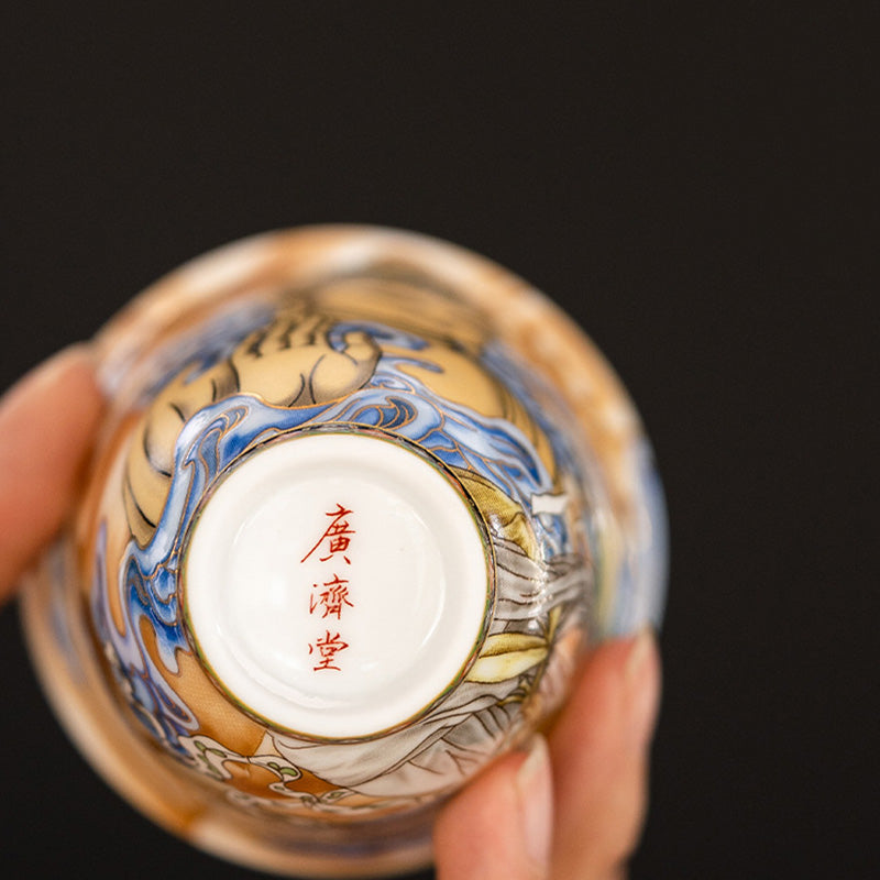 Dunhuang Flying Apsaras Ceramic Tea Cup 100ml Zen Decor