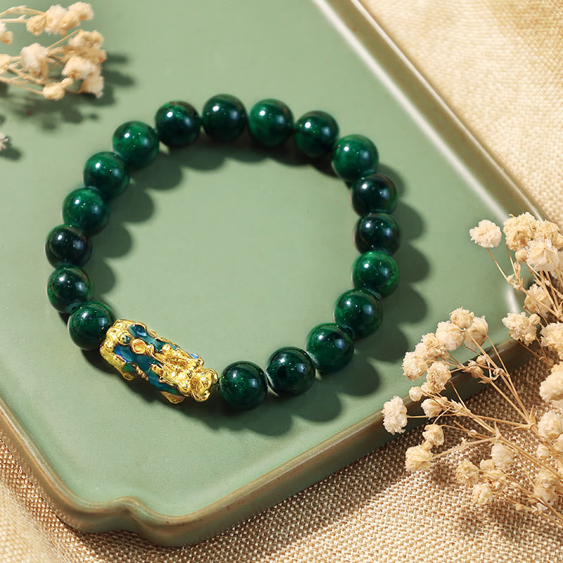 14mm Cyan Jade PiXiu Protection Bracelet for Wealth