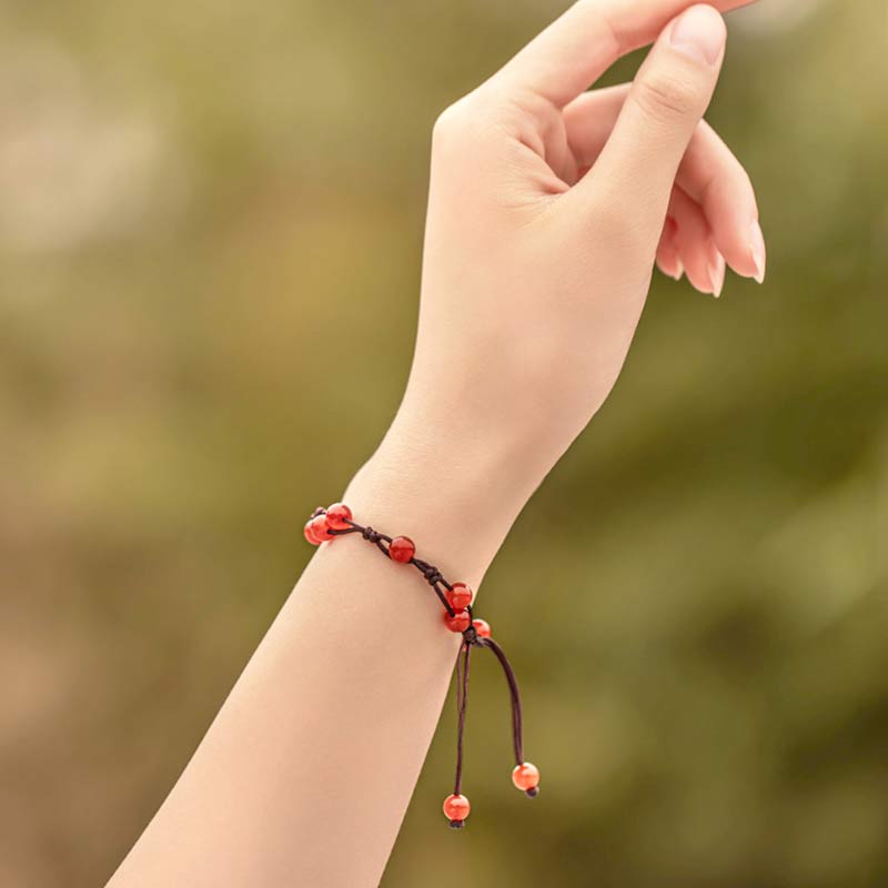 Calming Red Agate Moss Agate Cinnabar Bracelet