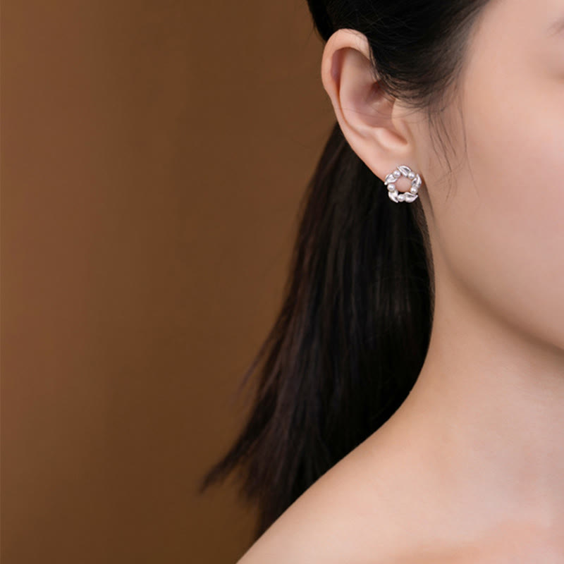 925 Sterling Silver Pearl Leaf Healing Jewelry Set