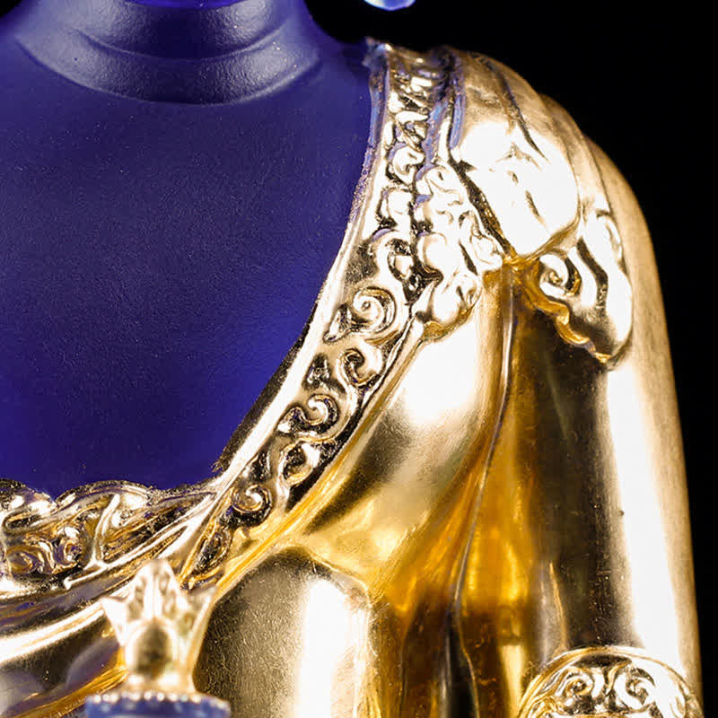 Handmade Liuli Crystal Medicine Buddha Statue 13cm