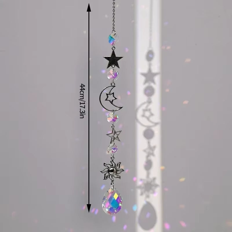 Crystal Suncatcher Outdoor Wind Chime Hanging Crystal Angel Butterfly Pendants Garden Tree Decor Window Drop Bell Hanging Decor