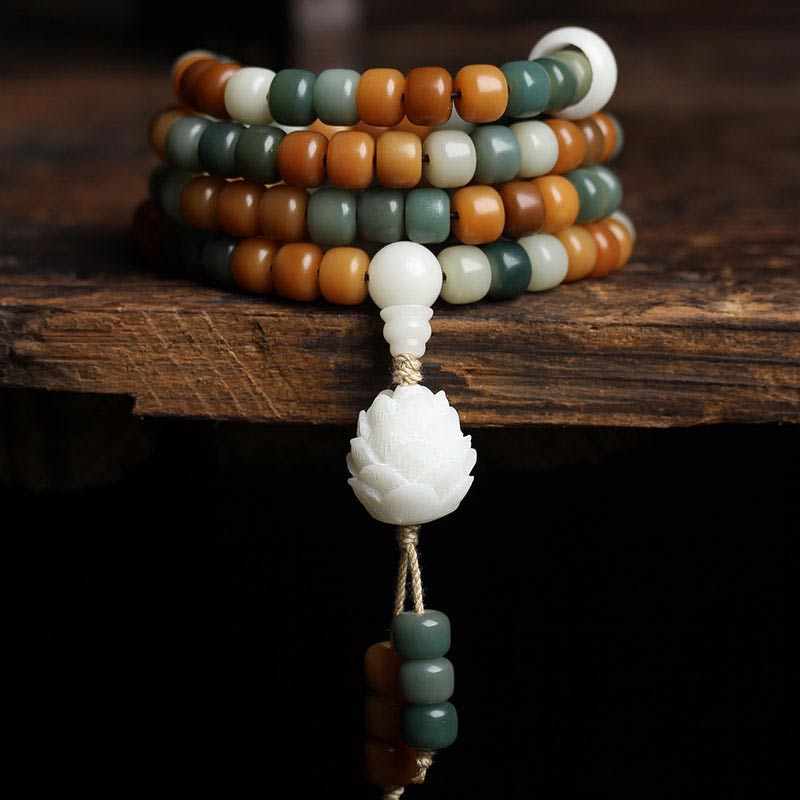 7*9mm Unisex Lotus Mala Harmony Bracelet Necklace