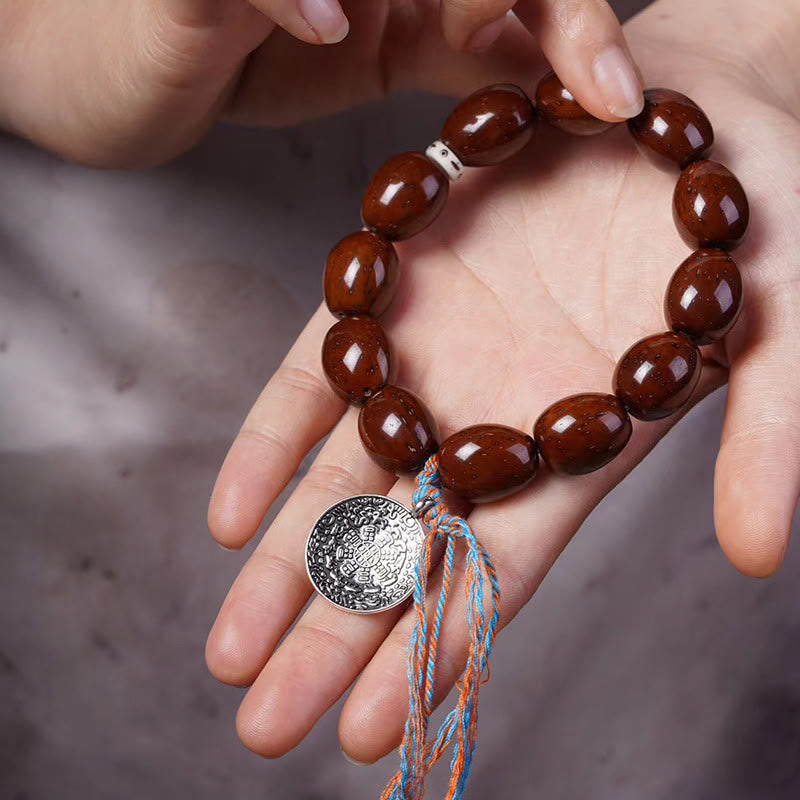 Purple Gold Rat Chinese Zodiac Wealth Bracelet 14mm Beads