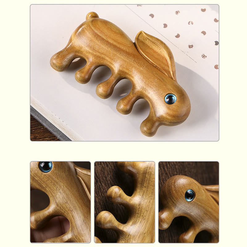 Relaxation Massage Comb | Small Leaf Red & Green Sandalwood
