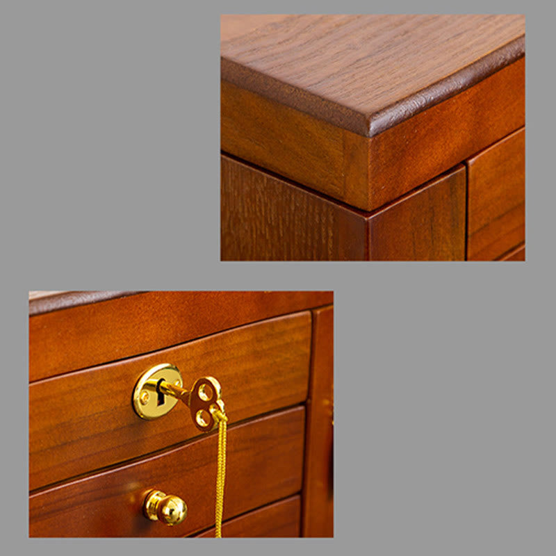 Large Vintage Wooden Jewelry Box with Mirror | Healing Sounds