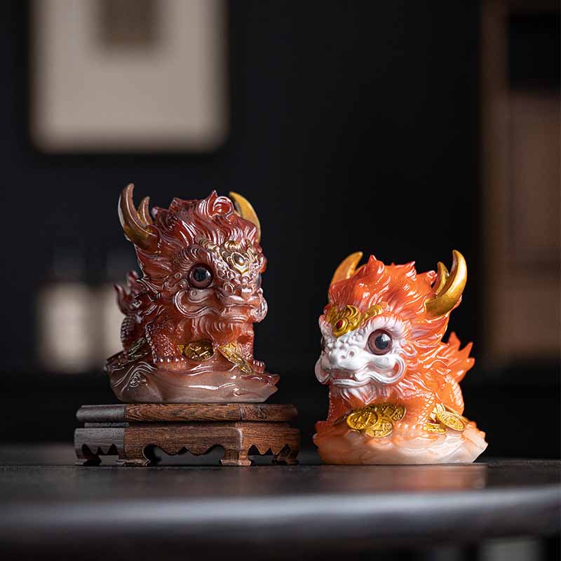 Color Changing Kirin Resin Spiritual Statue | Home Zen Decor