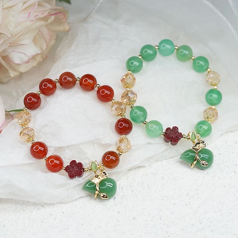 10mm Natural Red and Green Agate Confidence Bracelet