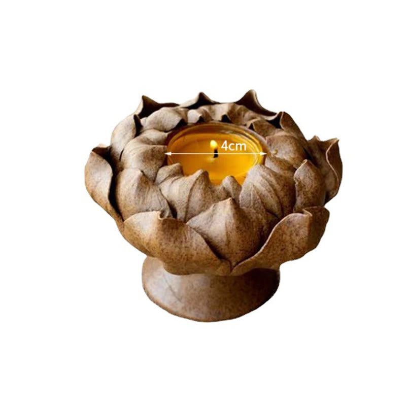 Lotus Flower Ceramic Candle Holder 11cm | Spiritual Home Accent