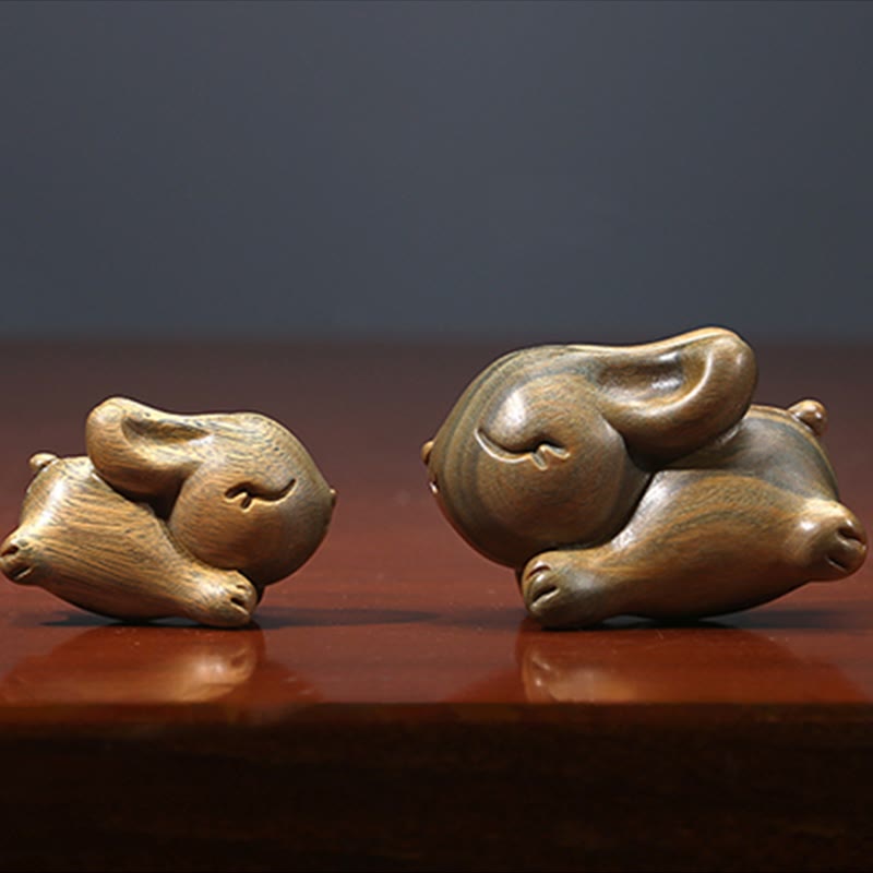 Small Green Sandalwood Rabbit Decoration for Peaceful Home