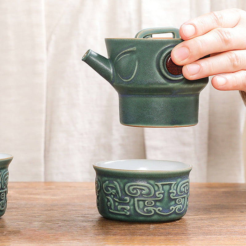 Sanxingdui Ceramic Chinese Tea Cup Set | Kung Fu Tea Gift