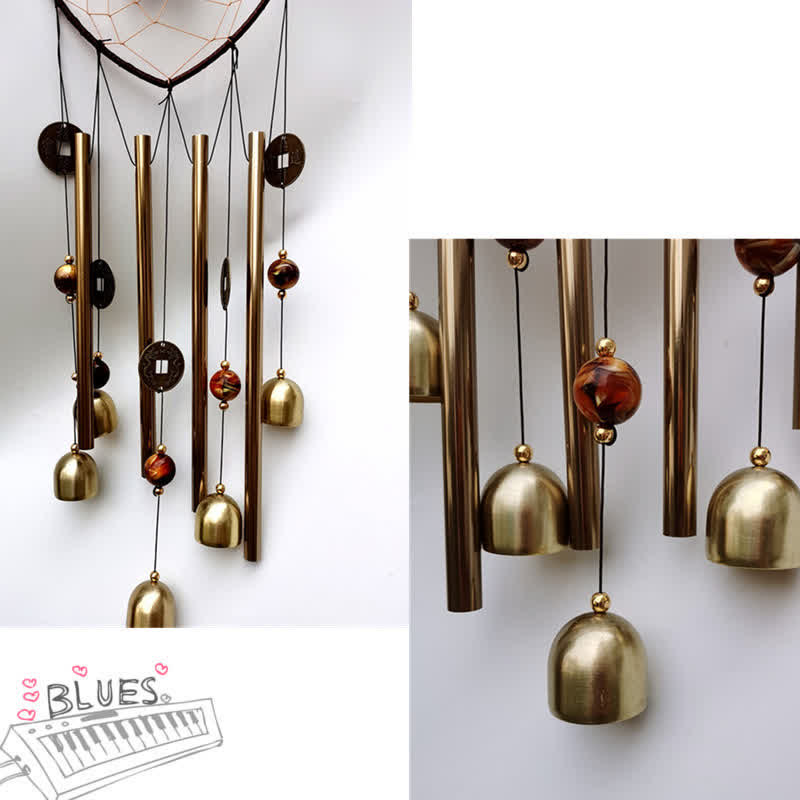 Copper Dream Catcher Wall Hanging | Elephant Chimes for Healing