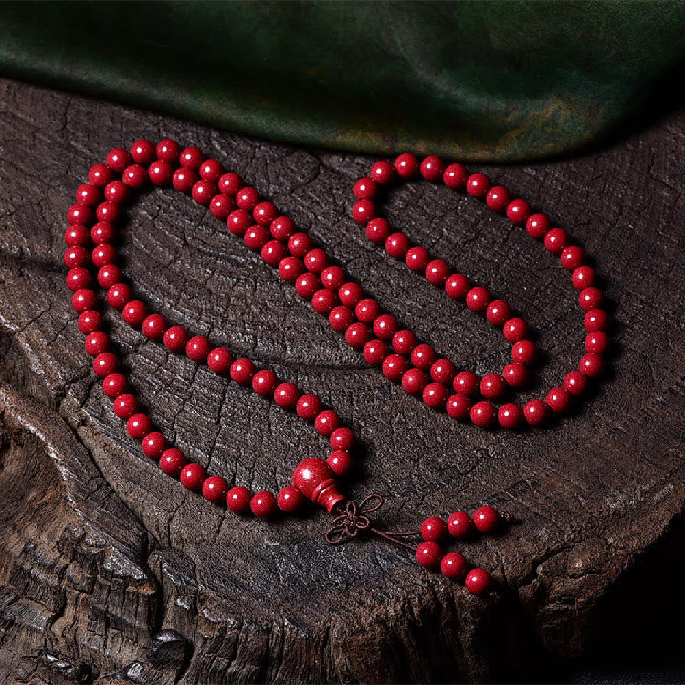 Cinnabar 108 Mala Beads Meditation Blessing Bracelet