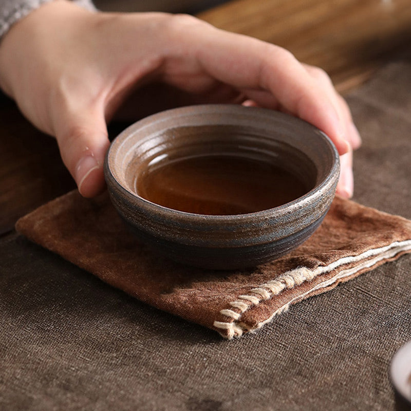 Striped Ceramic Teacup 80ml | Zen Decor Bowl