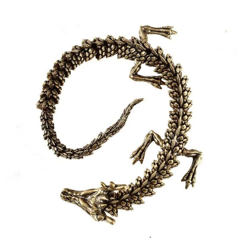 Brass Copper Dragon Statue, Symbol of Luck & Protection