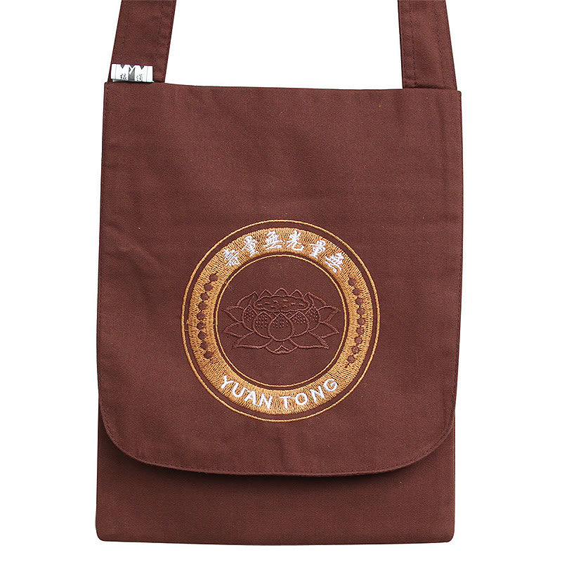Lotus Embroidered Cotton Shoulder Bag for Spiritual Practice