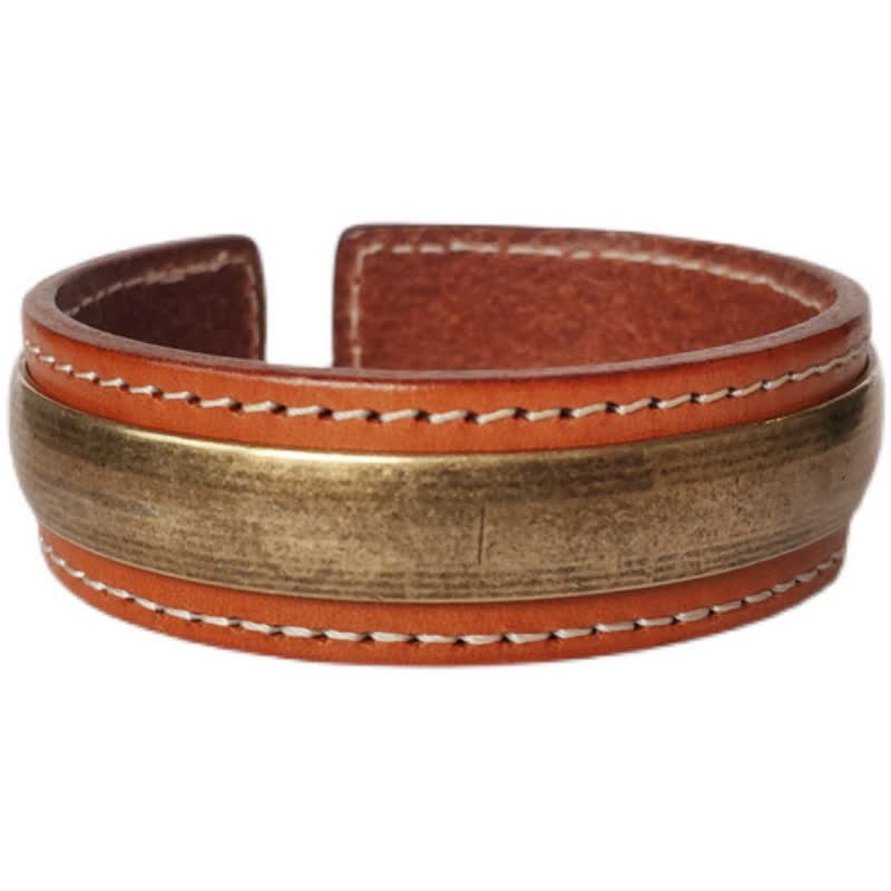 Om Mani Padme Hum Copper Leather Peace Cuff Bracelet Unisex