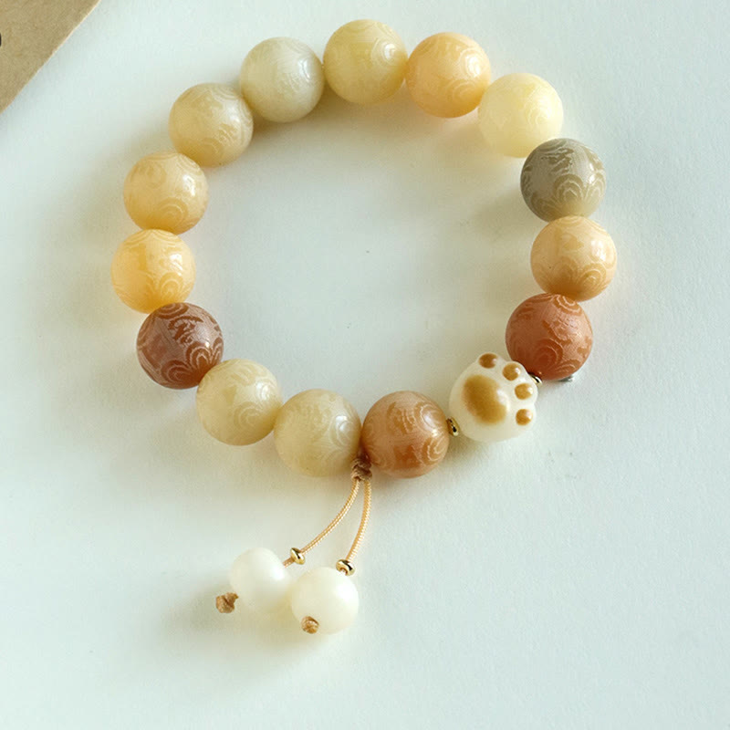 Om Mani Padme Hum Bodhi Seed Carved Bracelet 12mm Beads