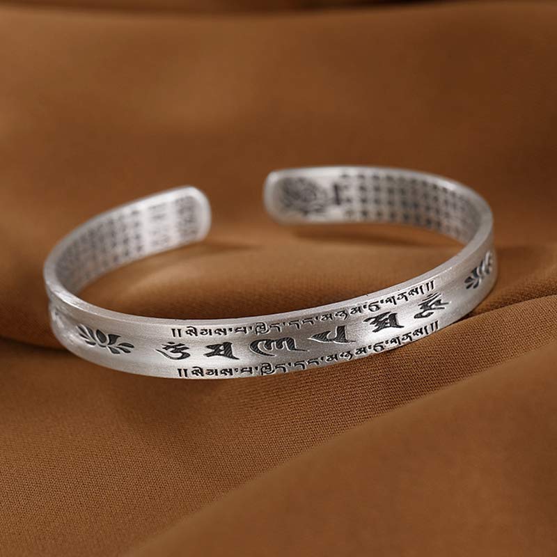 Om Mani Padme Hum Bracelet 999 Sterling Silver Lotus Wisdom