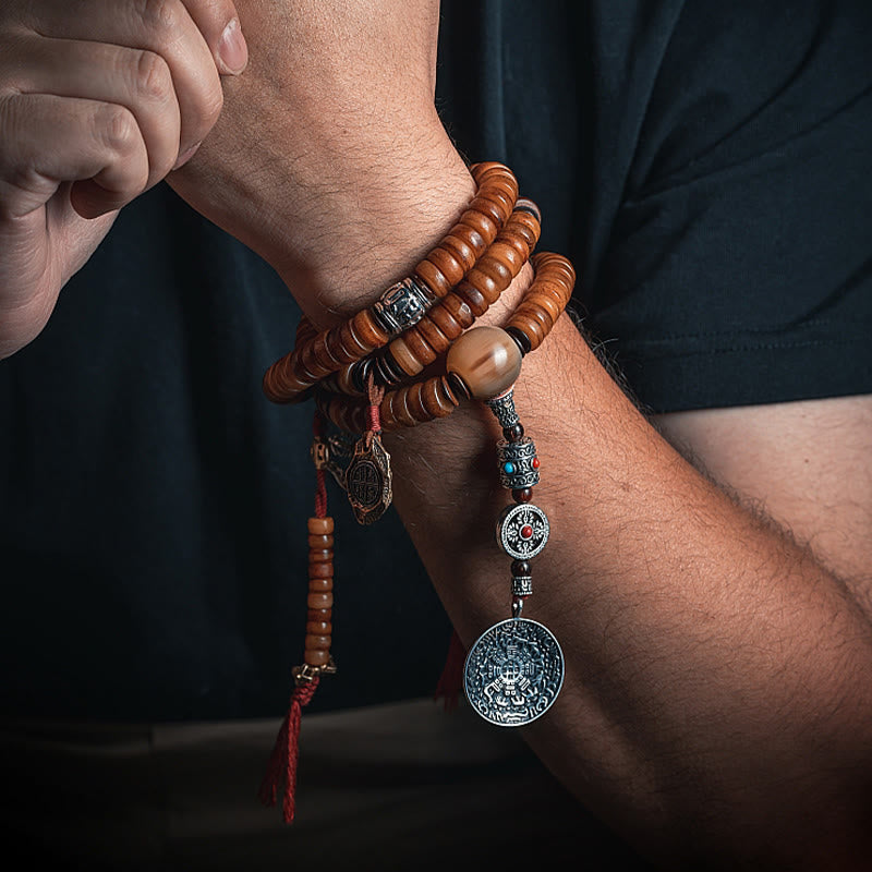 Tibetan Yak Bone 108-Bead Strength Mala Bracelet