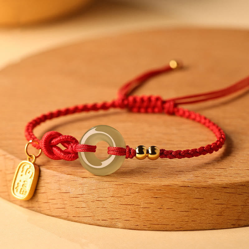 Hetian Jade Peace Buckle Fu Bracelet for Luck
