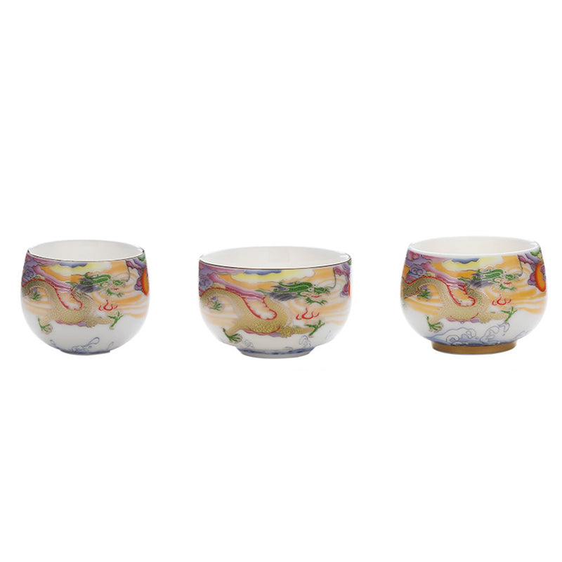 Dragon & Phoenix Ceramic Teacup 190ml | Spiritual Tableware