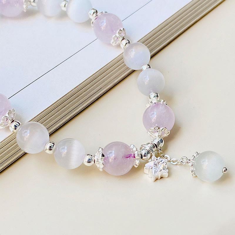 925 Sterling Silver Amethyst Cat's Eye Spiritual Awareness Bracelet