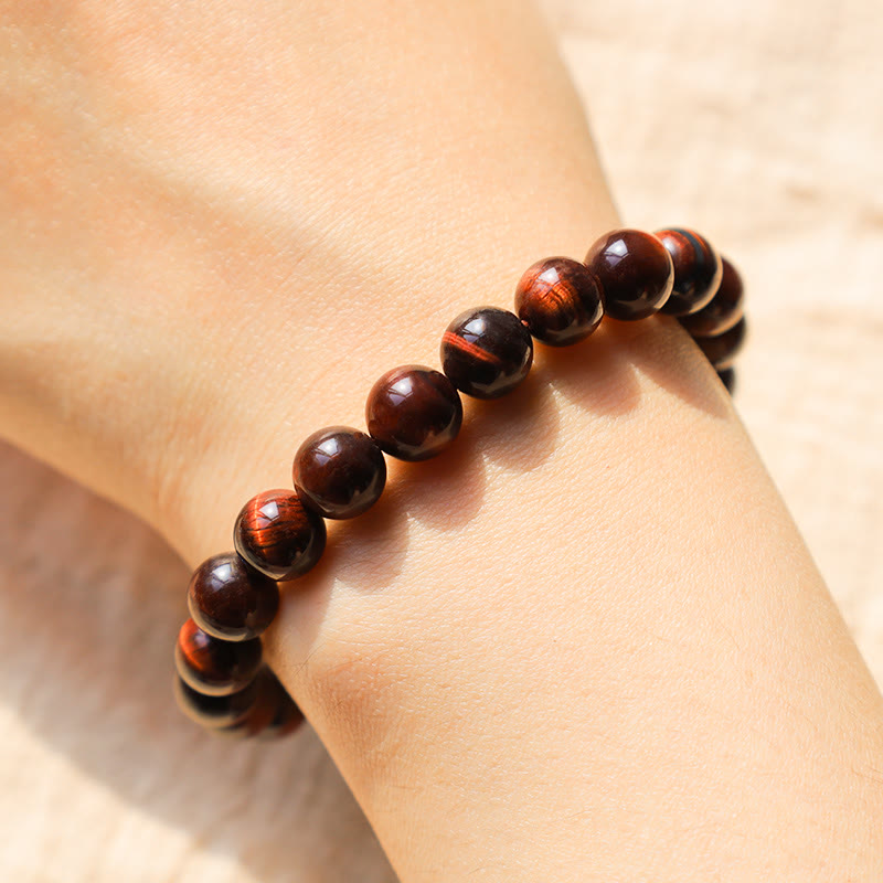 10mm Red Tiger Eye Healing Bracelet for Courage