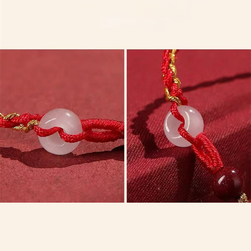 Cinnabar Jade Bracelet with Peace Buckle for Calm & Blessing