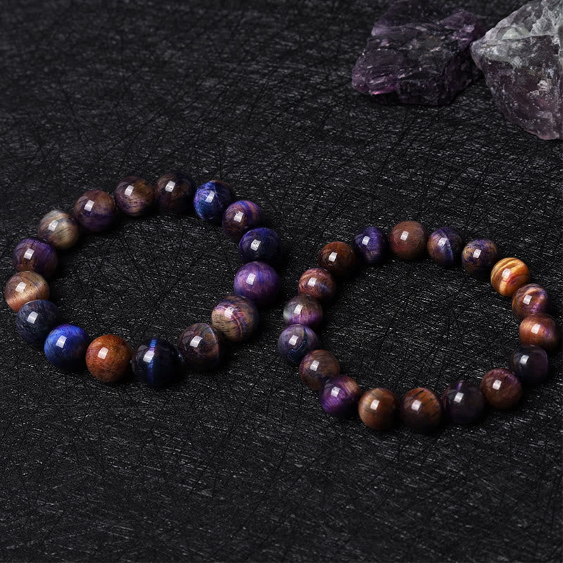 8mm Purple Tiger Eye Protection Bracelet for Strength