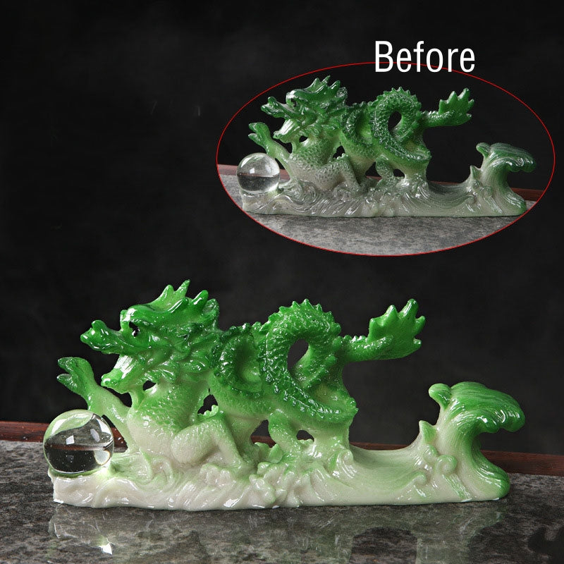 Color Changing Resin Chinese Dragon Figurine for Luck and Success