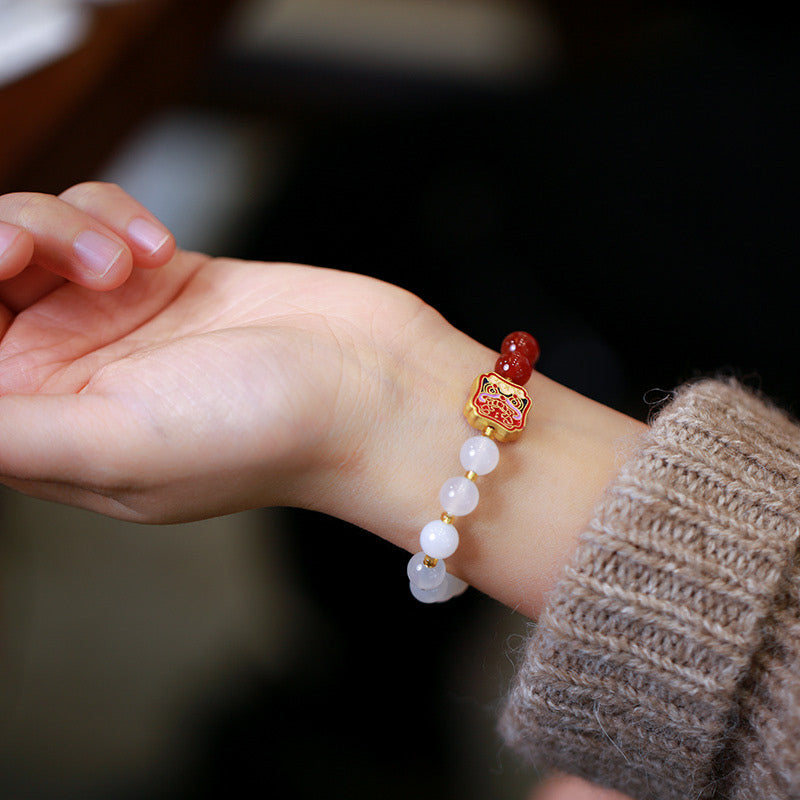 8mm Red Agate White Agate Strength Agate Bracelet