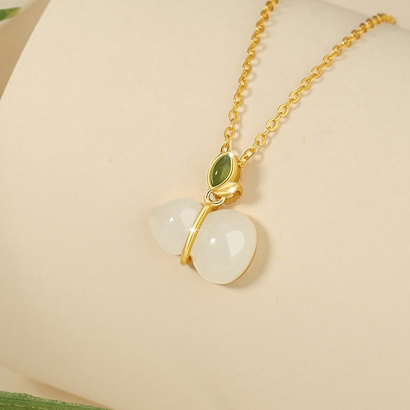 Sterling Silver Hetian Jade Gourd Necklace for Abundance