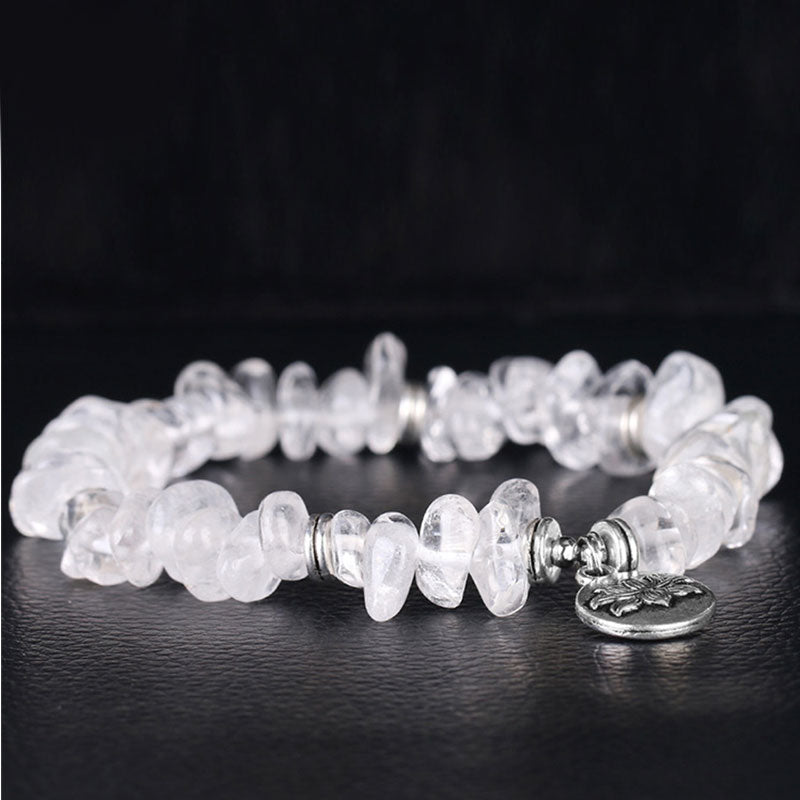8mm White Crystal Lotus Bracelet for Meditation & Healing