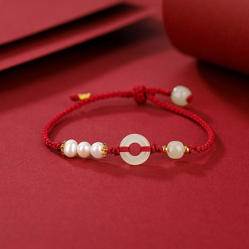925 Sterling Silver Gold Plated Hetian Jade Peace Buckle Bracelet