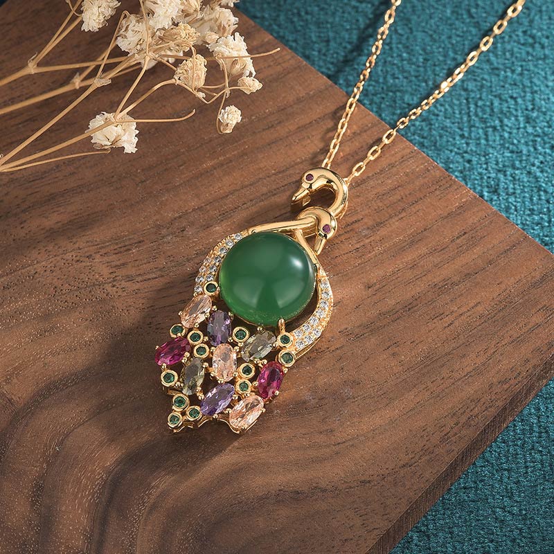 Cyan Jade Success Necklace for Harmony and Luck