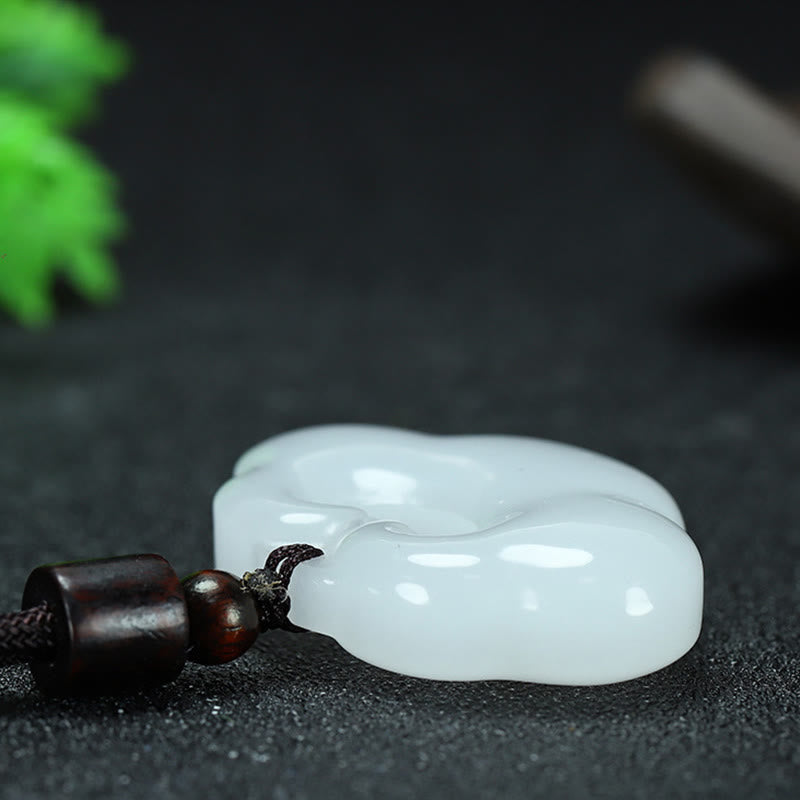 Unisex Tianshan Jade Chinese Lock Abundance Necklace