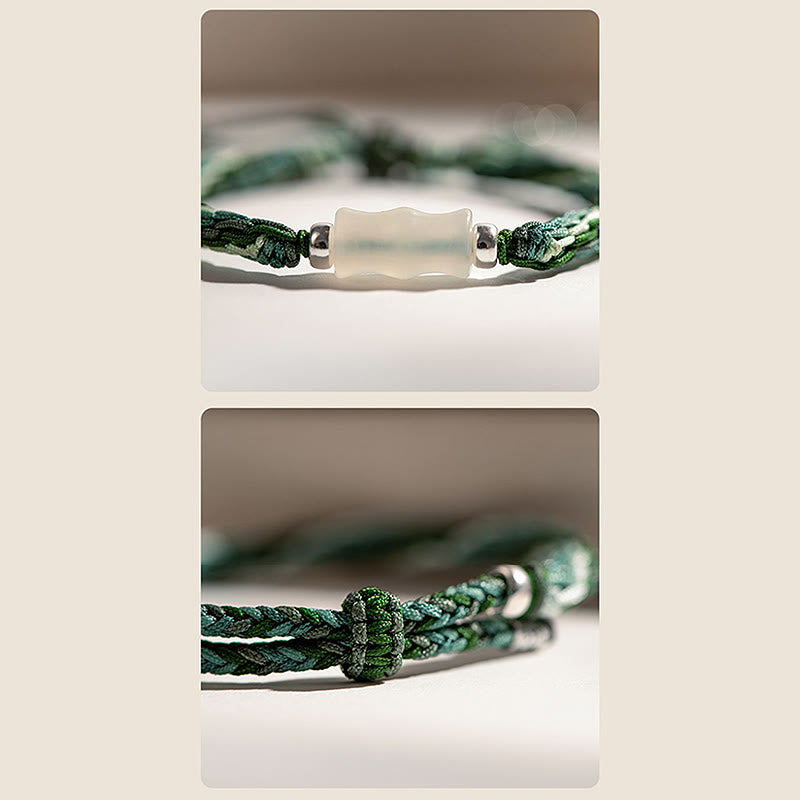 White Jade Bamboo Strength & Luck String Bracelet