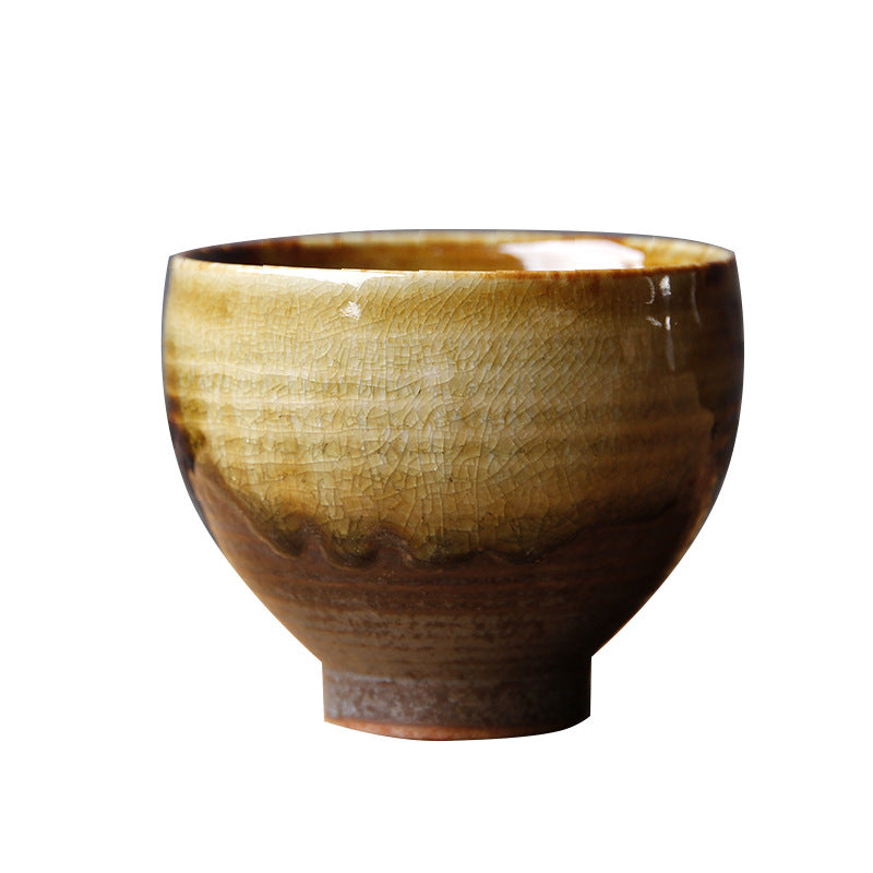 Vintage Brown Beige Kiln Change Ceramic Teacup for Meditation