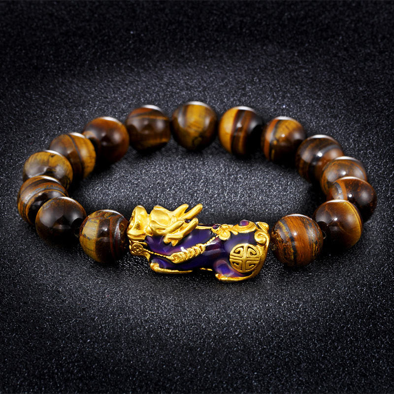 14mm Tiger Eye Feng Shui Bracelet with Pi Xiu Protection