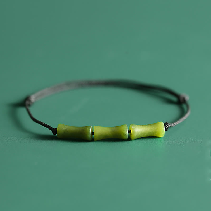 Green Bamboo Jade Luck Bracelet for Abundance & Growth