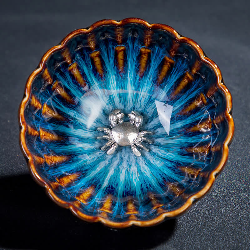 130ml Lotus Dragon Ceramic Tea Cup with Auspicious Inlaid Art