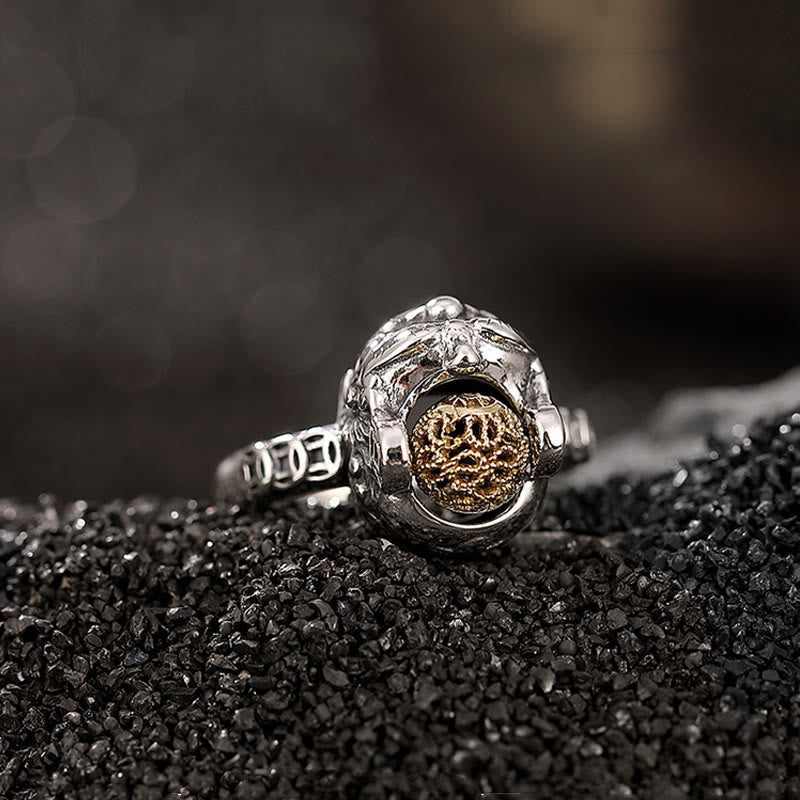 Adjustable 925 Sterling Silver PiXiu Copper Coin Wealth Ring