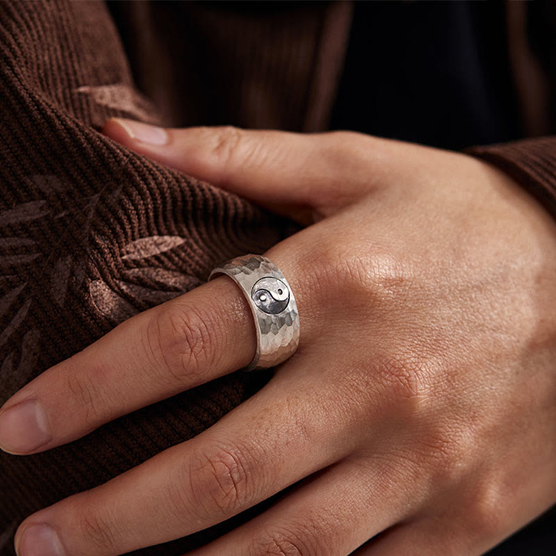 Adjustable 999 Silver Yin Yang Bagua Harmony Ring