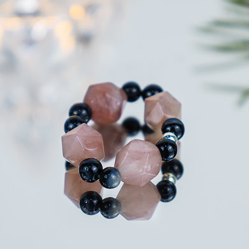 Adjustable Agate Yin Yang Symbol Balance Luck Ring