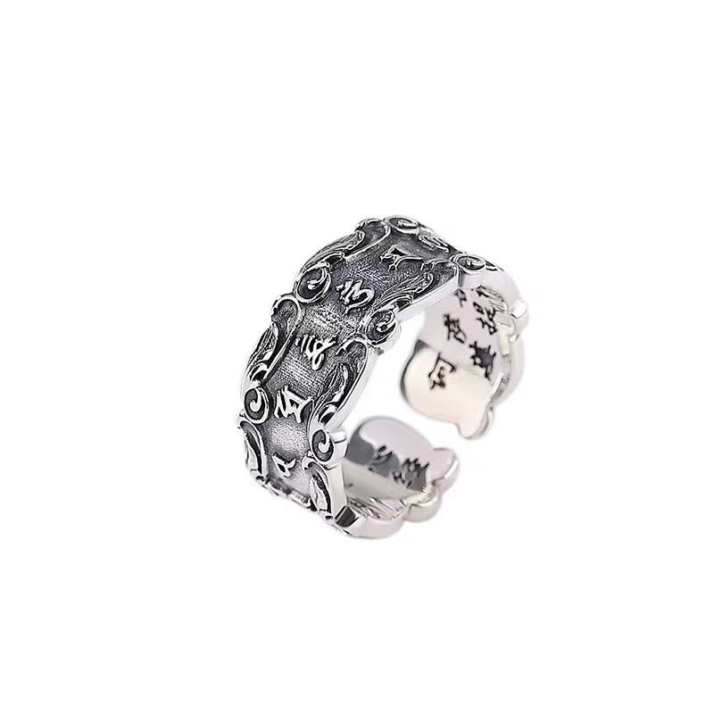 Adjustable Copper Om Mani Padme Hum Ring for Peace & Wisdom
