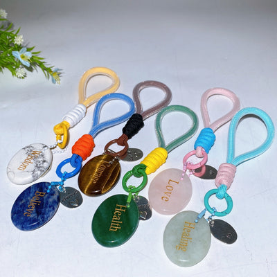 Adjustable Crystal Key Ring Set for Car Mirror Charm Collection
