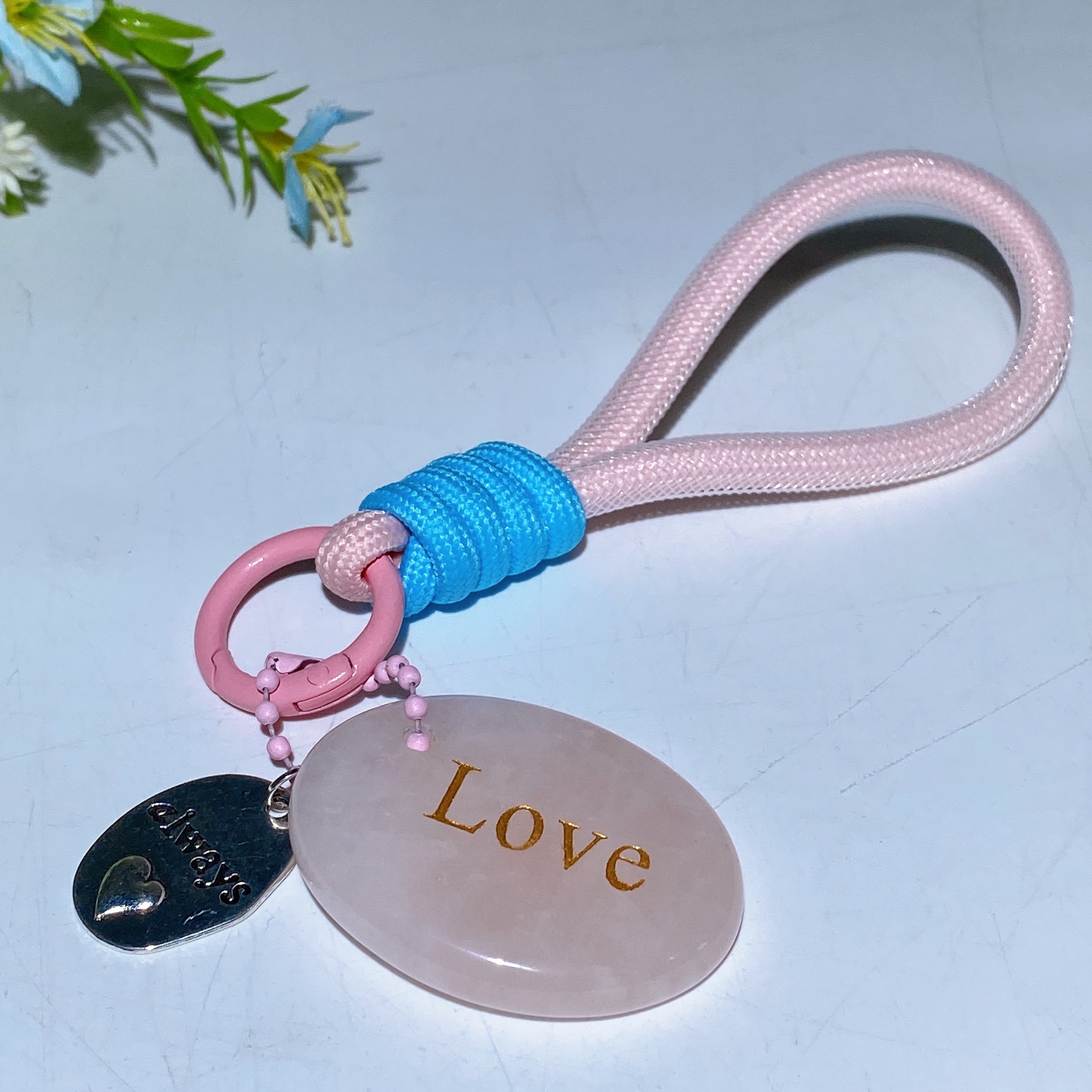 Adjustable Crystal Key Ring Set for Car Mirror Charm Collection