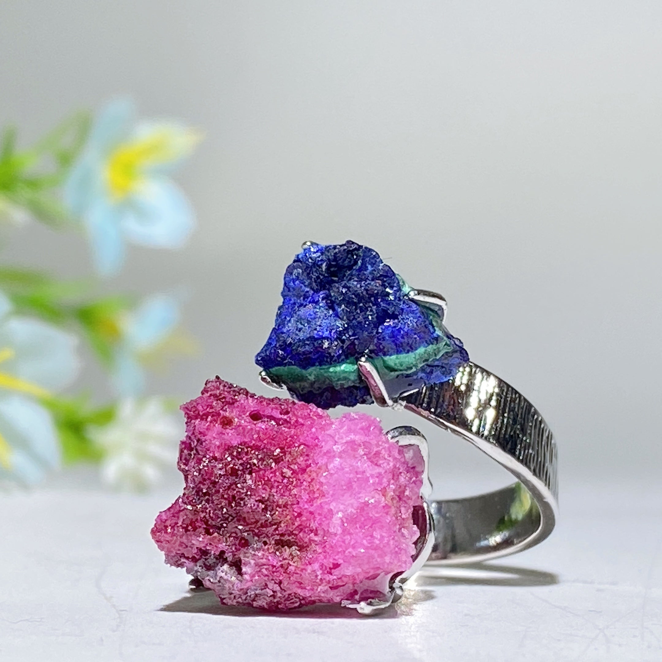 Adjustable Double Raw Crystal Stone Spiritual Ring Healing Energy