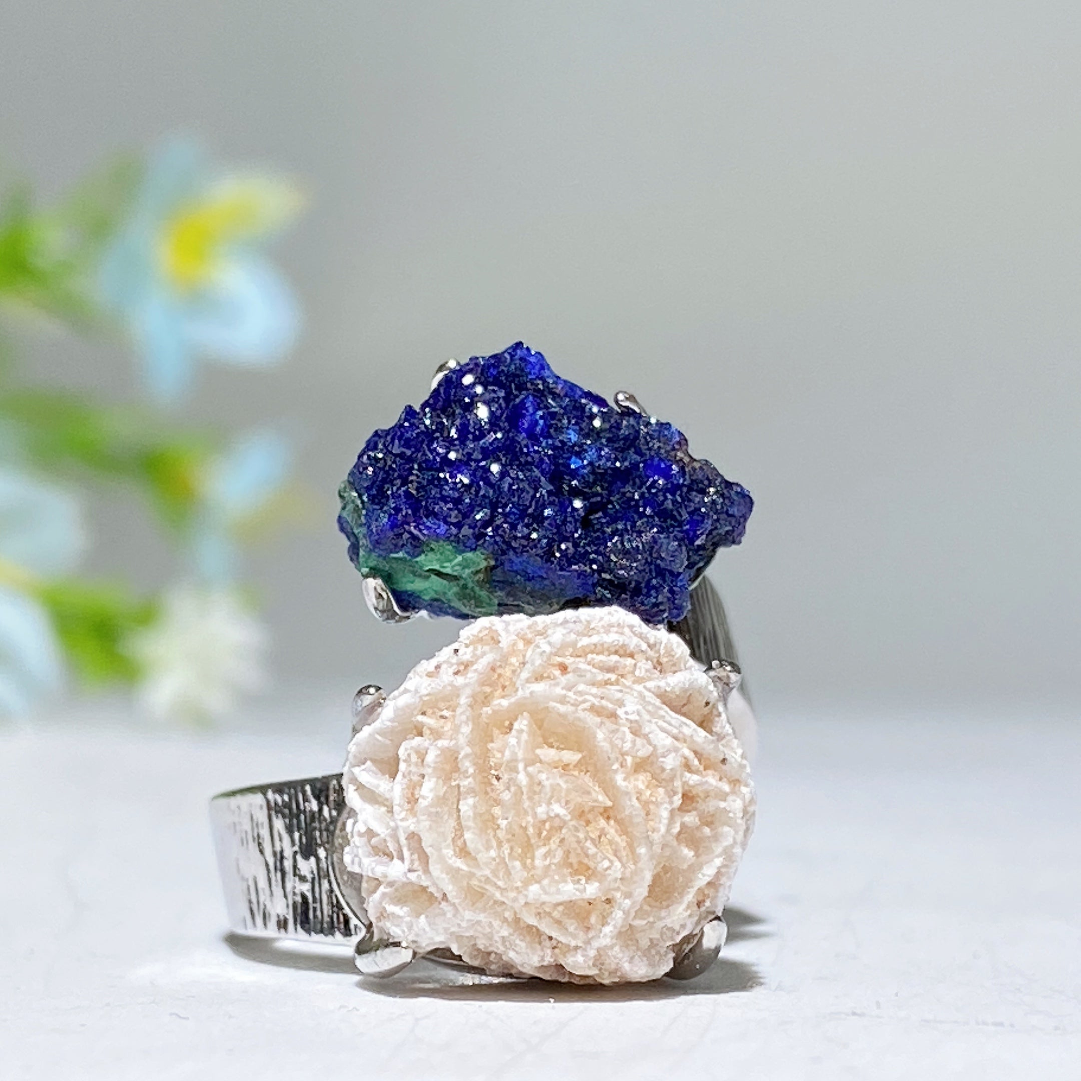 Adjustable Double Raw Crystal Stone Spiritual Ring Healing Energy